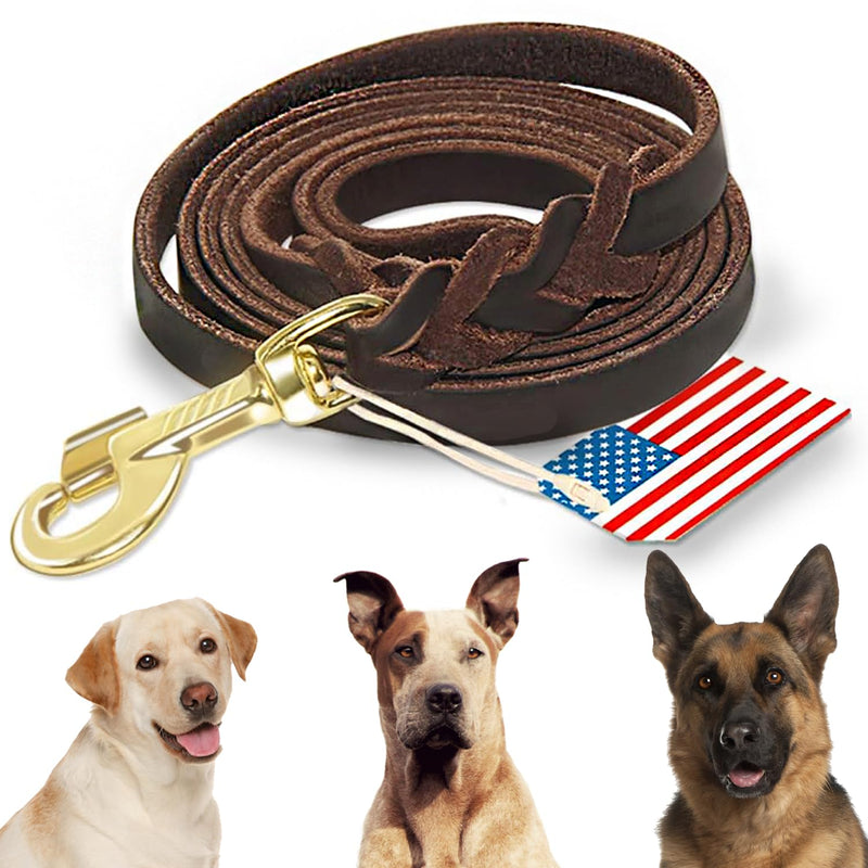 Premier Brown Leather Dog Training Lead 2.5m Ideal for Hunting Dogs or General Backyard Obedience 9.35ft-Brown