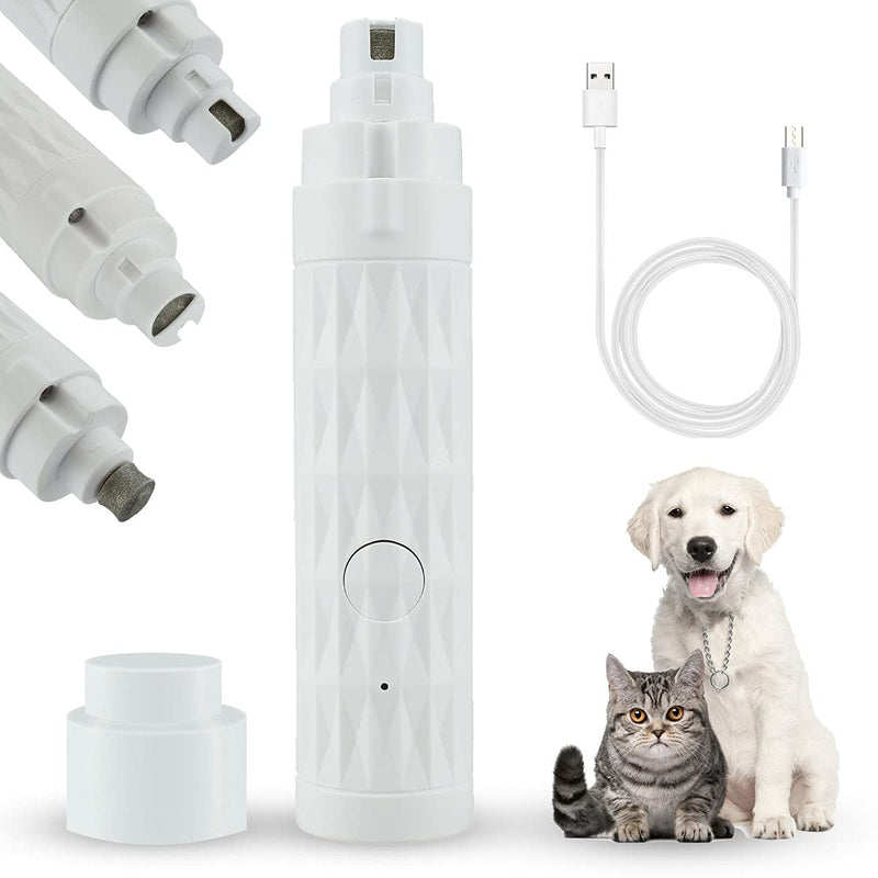 Dog Nail Grinder, Electric Pet Nail Grinder with LED Lights, Rechargeable Electric Dog Nail Trimmer for Large Medium Small Dogs (White) white - PawsPlanet Australia