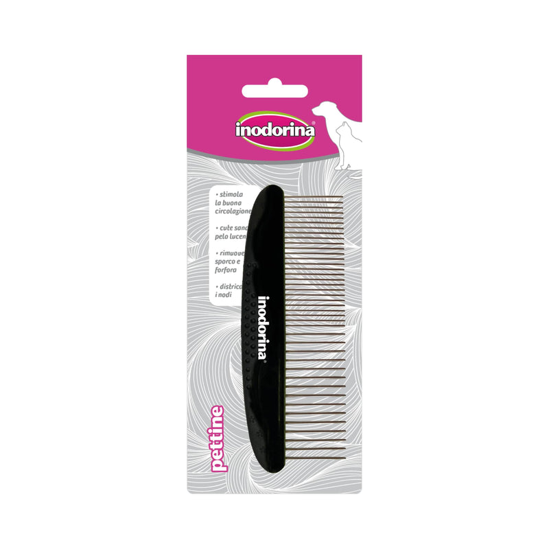 Inodorina Wide and Narrow Tooth Comb for Dogs and Cats - Removes knots and excess hair - Ideal for polishing the coat and detangling during shedding periods - PawsPlanet Australia
