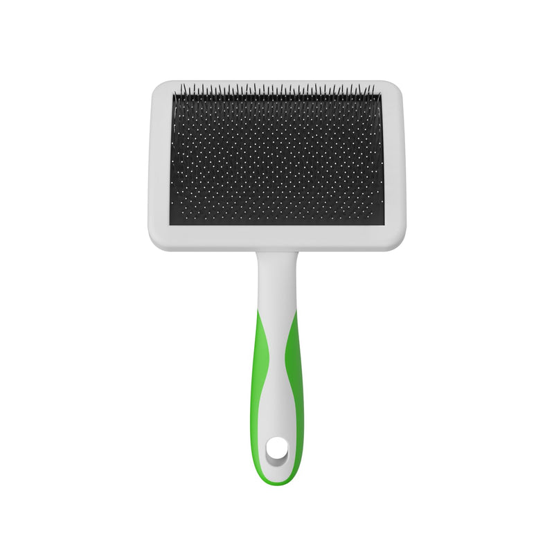 Andis 68540 Self-Cleaning Animal Slicker Brushes with Curved Stainless-Steel Bristles for All Breeds - Reduces Shedding by Up to 90%, Removes Tangles, Dirt & Loose Hair – Large, Green - PawsPlanet Australia