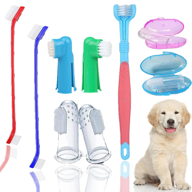 Pet Toothbrush Kit,9 PCS Dog Finger Tooth Brush,360-Degree Toothbrush to Convenient Clean Pet Teeth,Removing Bad Breath Tartar Cleaning Brushes for Dog Cat Oral Health (9 PCS)