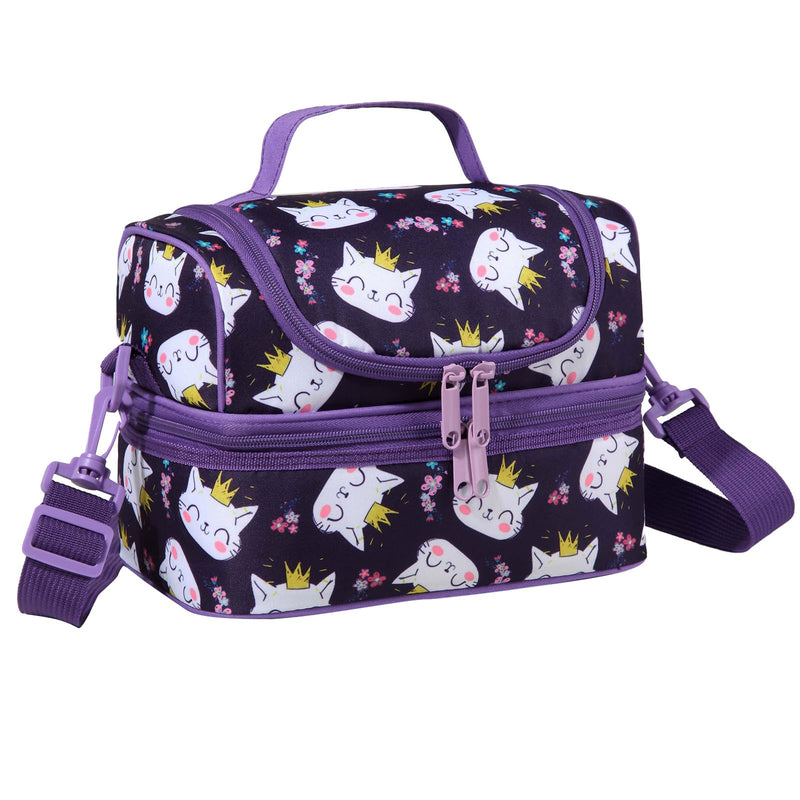 Lunch Bag for Kids,ChaseChic Insulated Lunch Boxes Bag Lightweight Water-Resistant Cooler Bag for Boys Girls in Dual Compartment Leak-Proof Lunch Organizer Purple Cats - PawsPlanet Australia
