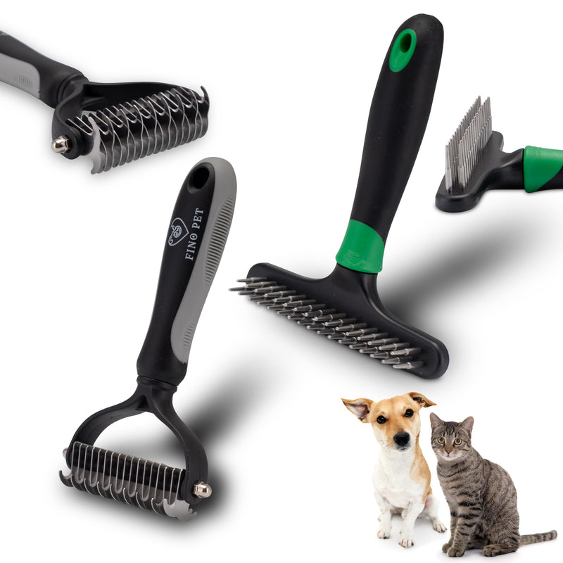 Set of 2 with Various Undercoat Brush/Undercoat Brush and Curry Comb, Long Hair Short Hair Undercoat Brushes, Pet Hair Remover, Dog Comb, Cat Comb, Cat Brush, Dog Brush 2er Set mit Fellkamm und Entfilzungsstriegel - PawsPlanet Australia