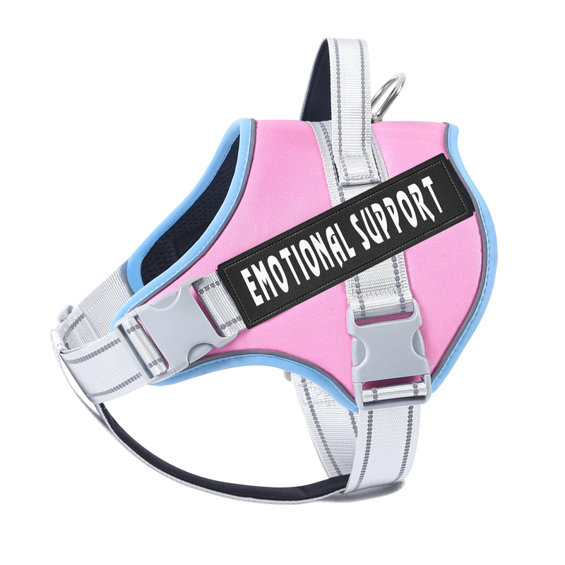 voopet Emotional Support Dog Harness, Professional Service Dog Vest Harness for Small Medium Large Dogs, Reflective Breathable and Adjustable No Pull/Choke ESA Essential Harness Blue_Pink X-Small (Pack of 1)
