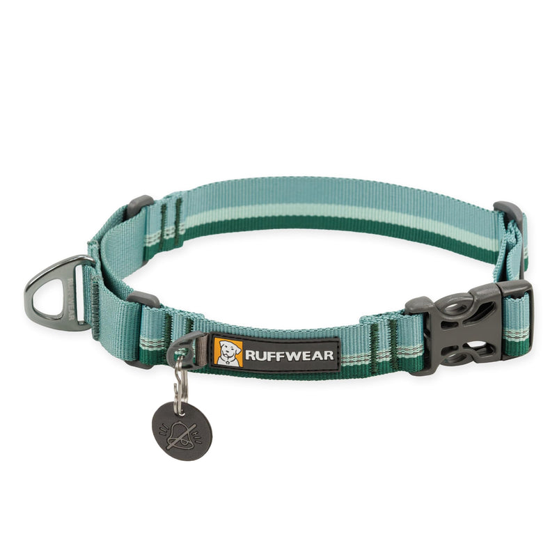 RUFFWEAR Web Reaction Collar, Extra Large Dog Collar, Adjustable Martingale Collar with Aluminium V-Ring & Side Release, Fabric Reflective Dog Collar with Tubelock Webbing, 58-66cm, River Rock Green 23"-26" - PawsPlanet Australia