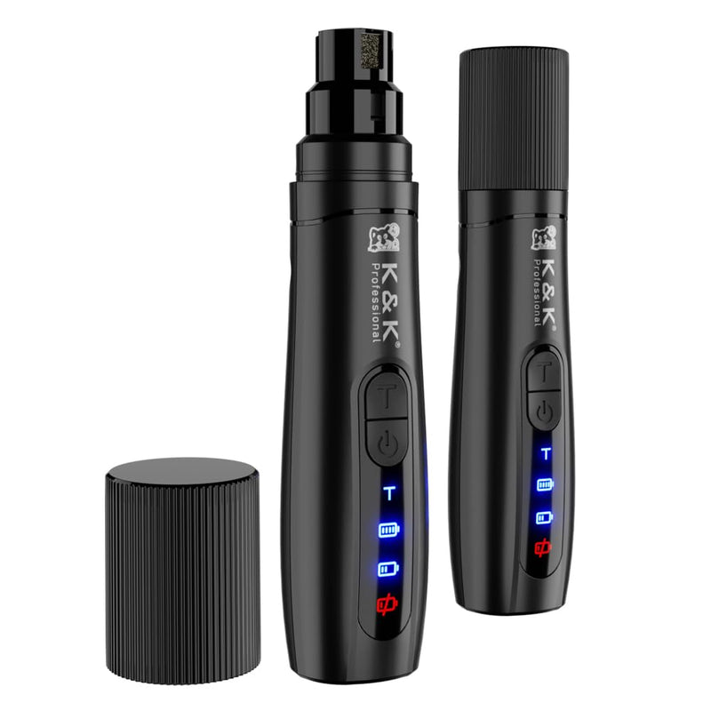 K&K Dog Nail Grinder, Professional Dual Speed Rechargeable Pet Nail Trimmer with LED Light, Painless Paws Nail Grinder for Dogs Claws, for Small Medium Large Cats & Dogs - PawsPlanet Australia