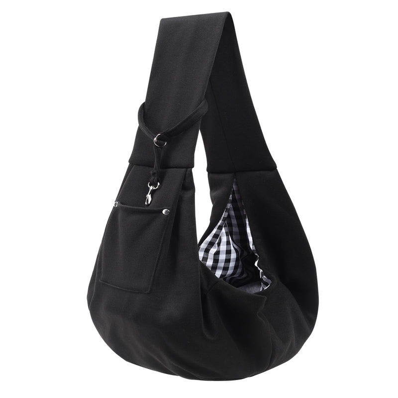 Reversible Puppy Carrier Purse - Hand-Free Dog Sling for Small Dogs and Cats, Travel Safety Harness (Black) Black 53 cm L x 30 cm W x 13 cm H - PawsPlanet Australia