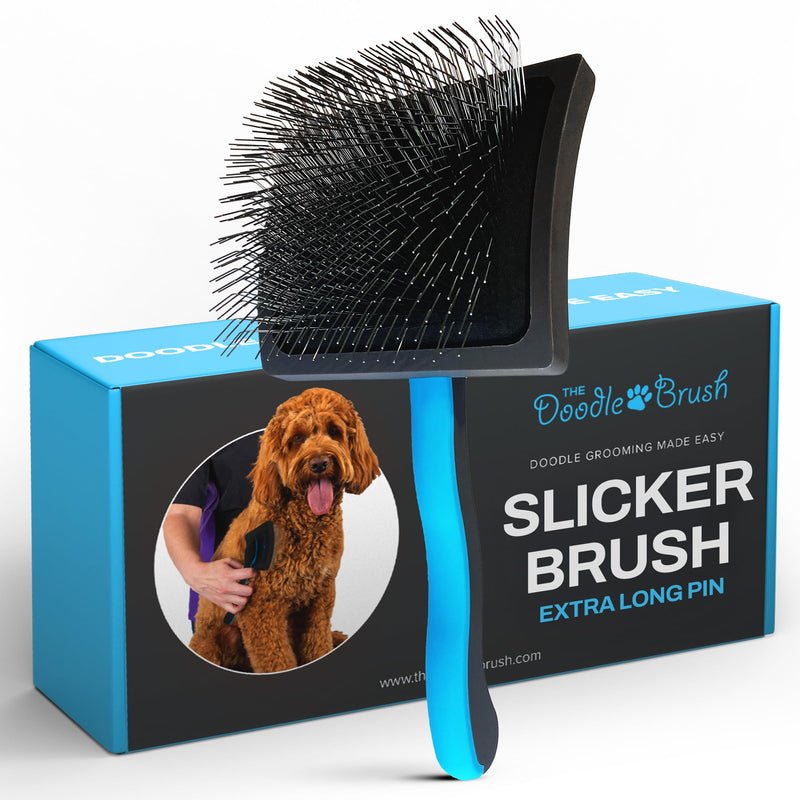 Slicker Dog Brushes for Grooming Detangler, Poodle Pin Dematting Dog Grooming Brushes, Extra Long Pin Slicker for Goldendoodle, Cockapoo, Cavapoo, Tangle-Free Groom Shiny Coat
