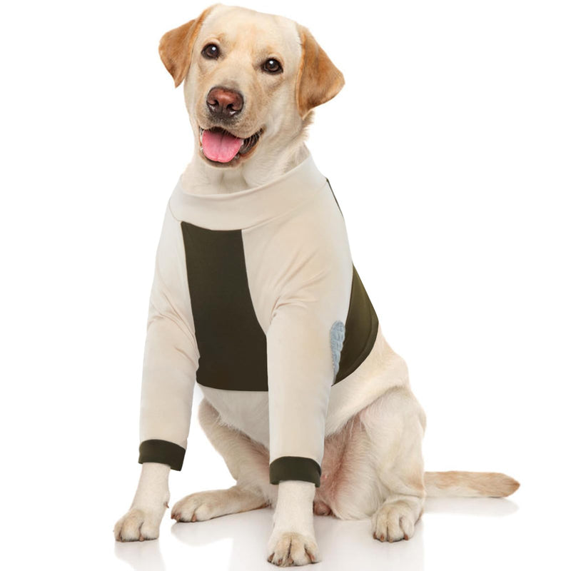 LeLePet Dog Body Suit After Surgery, Dog Front Leg Sleeve Post-Operative Wound Protection, Stretchy Medical Recovery Suit for Large Dogs, Army Green XL