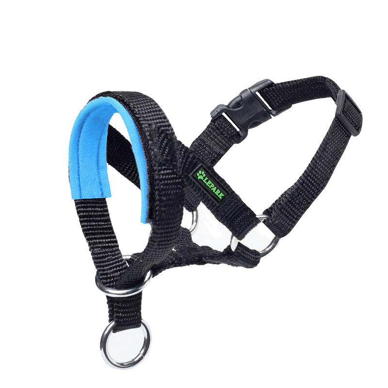 Dog Head Collar with Padded Fabric, Head Harness for Dogs, Anti pulling Head Halter Collar, Adjustable and Easily Control (M, Lake Blue) Medium