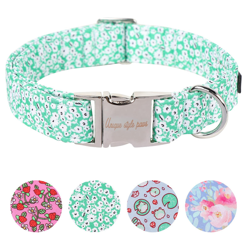 Unique style paws Summer Dog Collar Puppy Collars Harnesses & Leads For Dogs Uk Soft Adjustable Green White Flowers Comfortable Collars Pet Gift For Small Medium Large Dogs XL White Flower