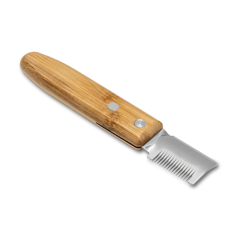 Mikki Bamboo Stripping Knife For Dog Grooming, For Stripping Overgrown Hair from Top Coat, Long Lasting Anti-Rust Blades, Easy Hold Contoured Handle, Coarse Tooth for Wire Coated Dogs