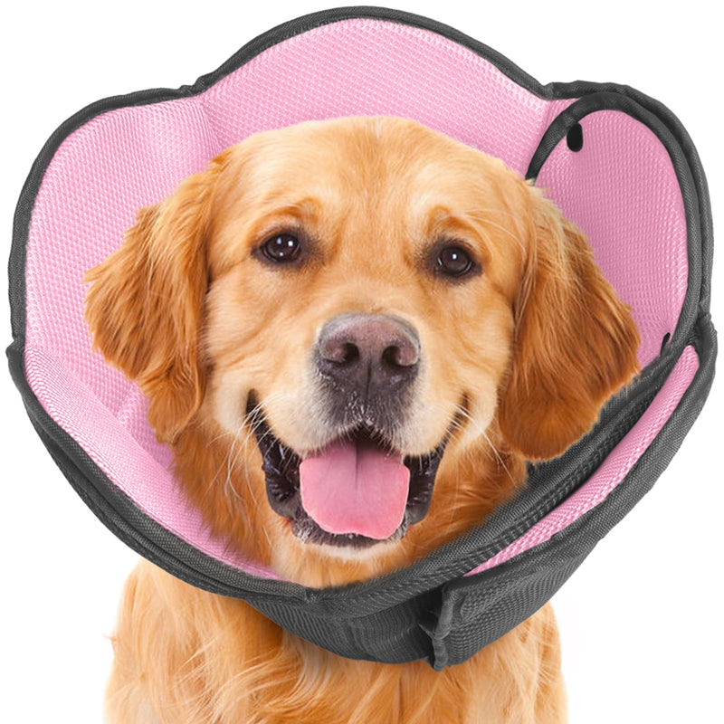 IECOii Soft Dog Cone, Soft Elizabethan Collar Anti Lick Dog Collar Pink S | Breathable Air Mesh|Covered Smooth Snap Buttons|Soft Rounded Edge|Stops Lick-Scratch Injury Cycle|Reusable Long-Term S---Neck:9.4-11.8in