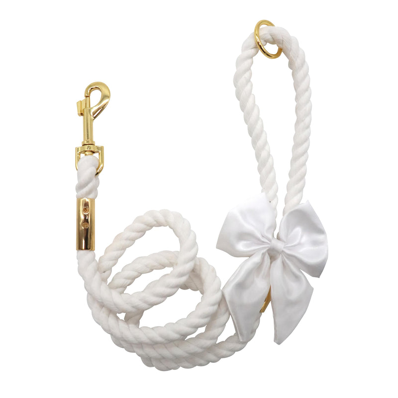 Croci Ceremony Bride Dog Leash Elegant Rope Leash with Decorative Bow for Weddings, White, 130 x 1.5 cm Unica - PawsPlanet Australia