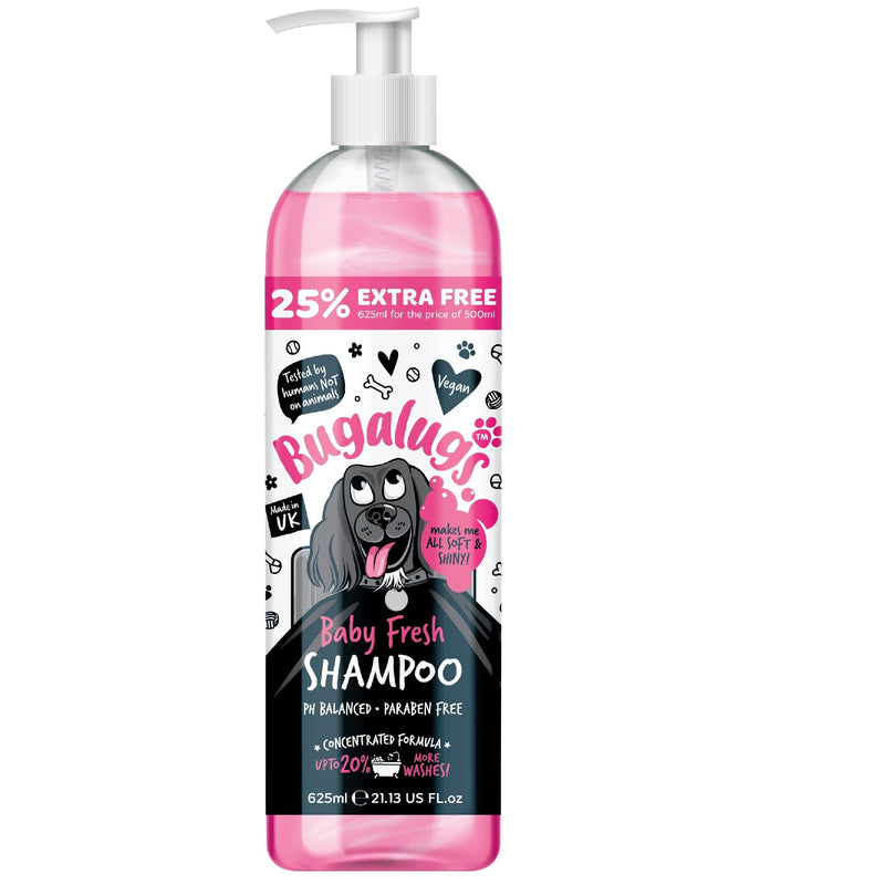 BUGALUGS Baby Fresh Dog Shampoo grooming products for smelly dogs with baby powder scent, best puppy shampoo, Vegan pet shampoo professional (625ml) 625ml