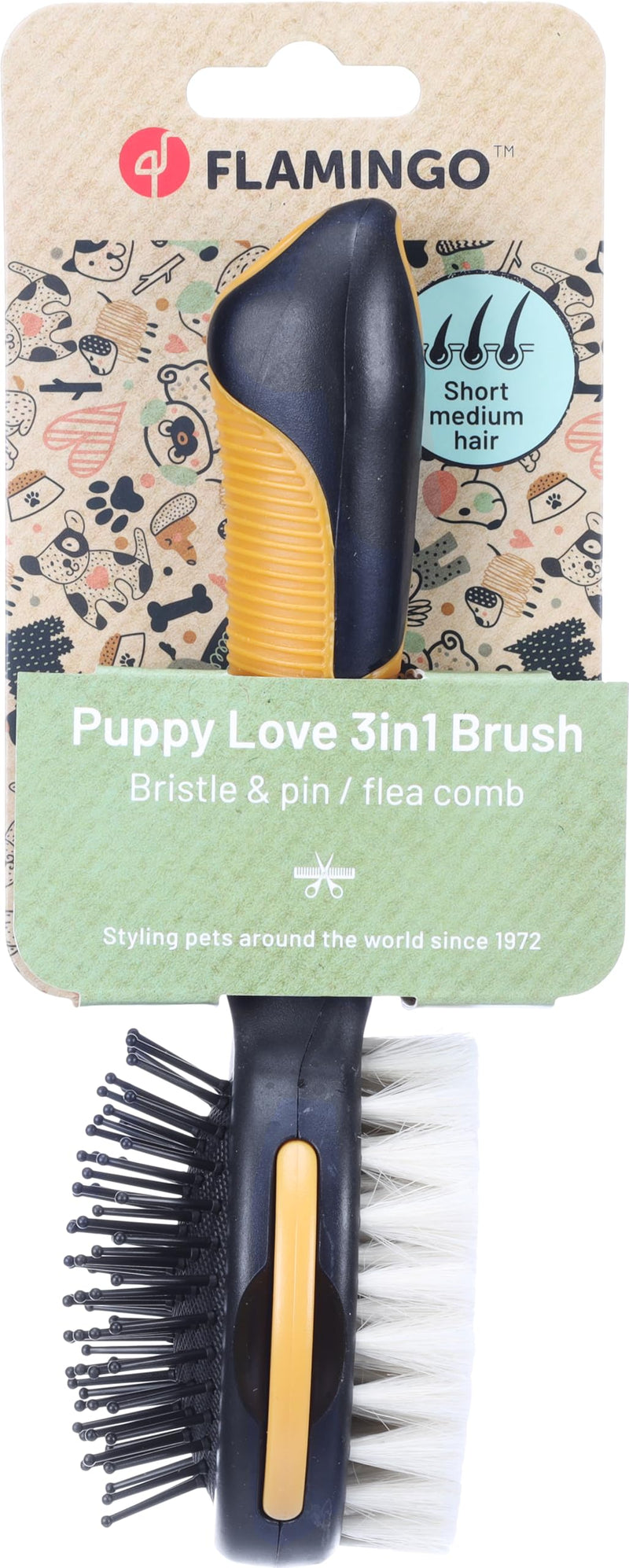 Flamingo BRUSH & PINS + FLEA COMB 3IN1 PUPPY - PawsPlanet Australia