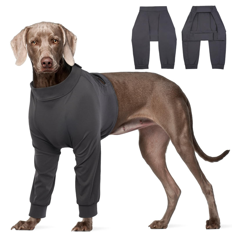Kuoser XXL Dog Surgery Recovery Suit with Legs – Medical Bodysuit for Female Dogs, Elbow & Leg Wound Protector, Post-Surgery Front Leg Sleeve, Dog Protective Shirt - Grey