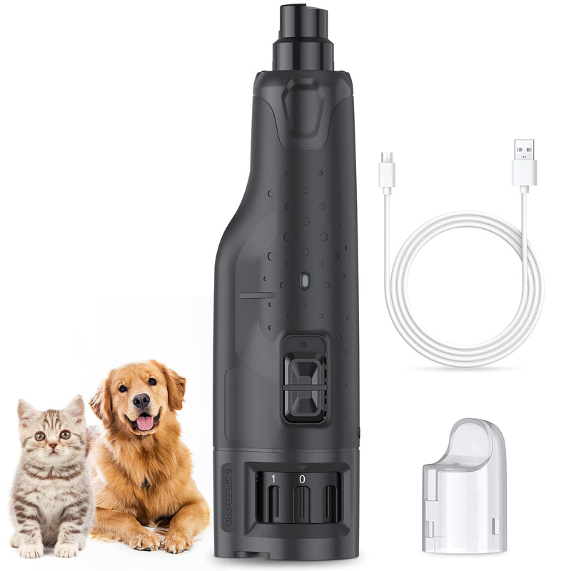 Rechargeable Dog Nail Grinder with 2 LED Lights Quiet 6 Speed Electric Nail Trimmer,Dust Cap,and 3 Grinding Ports for Large,Medium Small Dogs - PawsPlanet Australia
