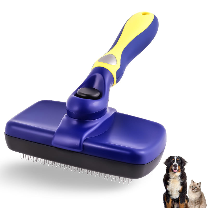 Self Cleaning Dog Slicker Brush - Slicker Brush for Dogs - Gently Removes Loose Undercoat, Mats and Tangled Hair for Dogs and Cats. Dark Blue. - PawsPlanet Australia