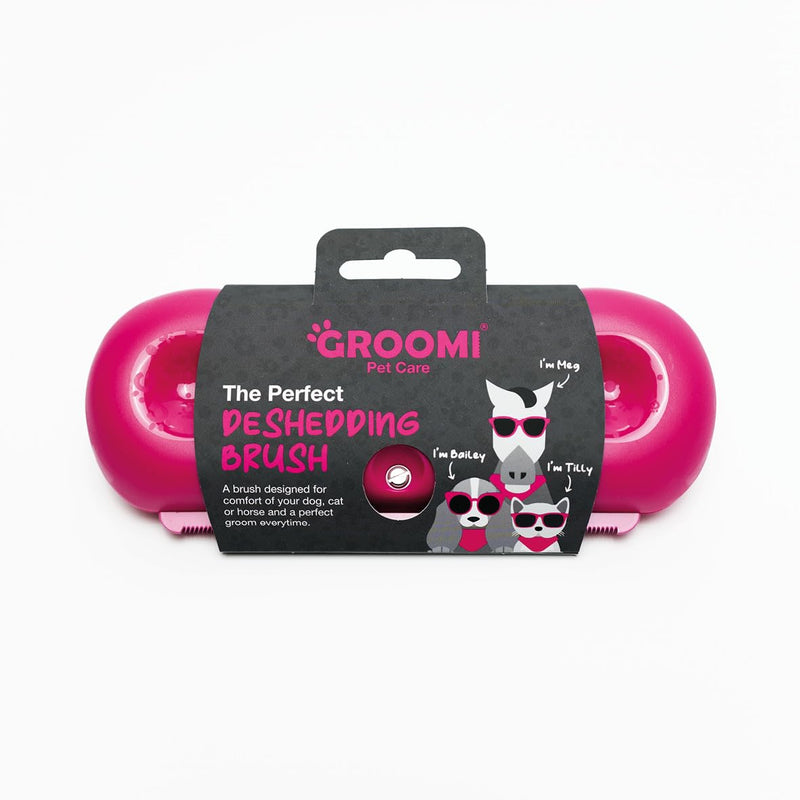 Groomi Deshedding & Grooming Brush for Dogs, Cats, Horses & Rabbits - Gentle & Effective Pet Grooming Tool, Wide Shallow Comb, Smooth Groomer for Cats, Dogs and Horses, Grooming Comb - Pink - PawsPlanet Australia