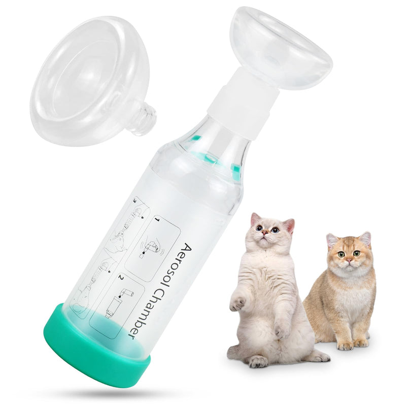 Cat Handheld Inhaler Spacer with 2 Feline Masks Helps with Breathing & Delivering Medication Fits