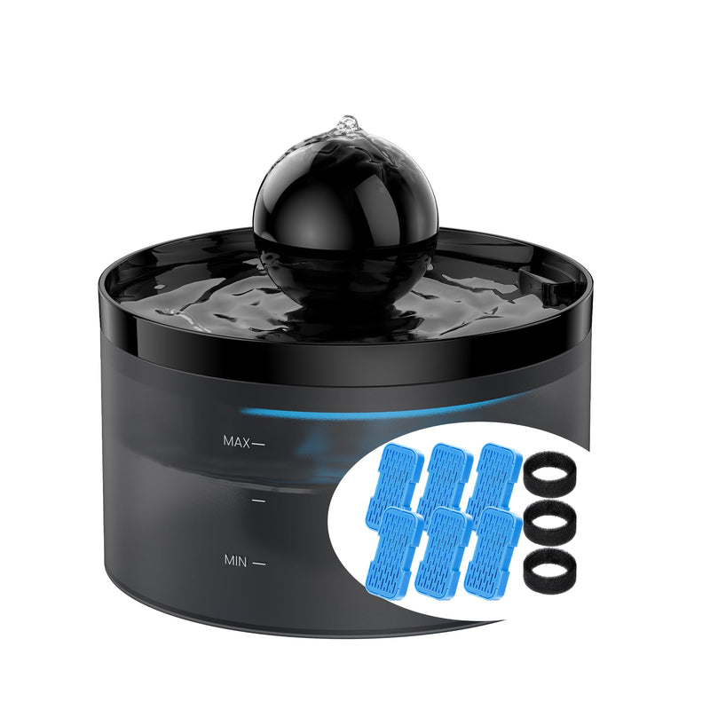 Cat Water Fountain for Drinking, Pet Waterer Fountain with Ultra Silent Pump, Activated Carbon Filter Keep Water Fresh, 2.2L Capacity, Faucet Design, Anti Sputtering, with 6 Fliters + 3 Sponges Fountain+6 Filters + 3 Sponges - PawsPlanet Australia