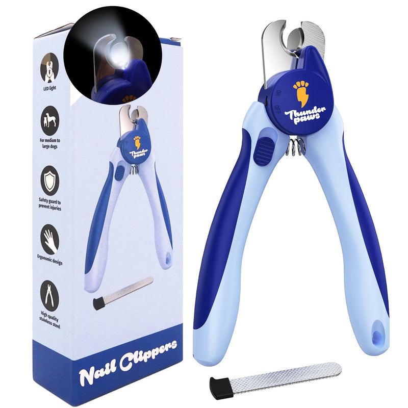 Professional-Grade Dog Nail Clippers with Protective Guard and Safety Lock (Medium to Large Breeds) (Blue, Medium to Large Breeds (LED)) Blue Medium to Large Breeds (LED)