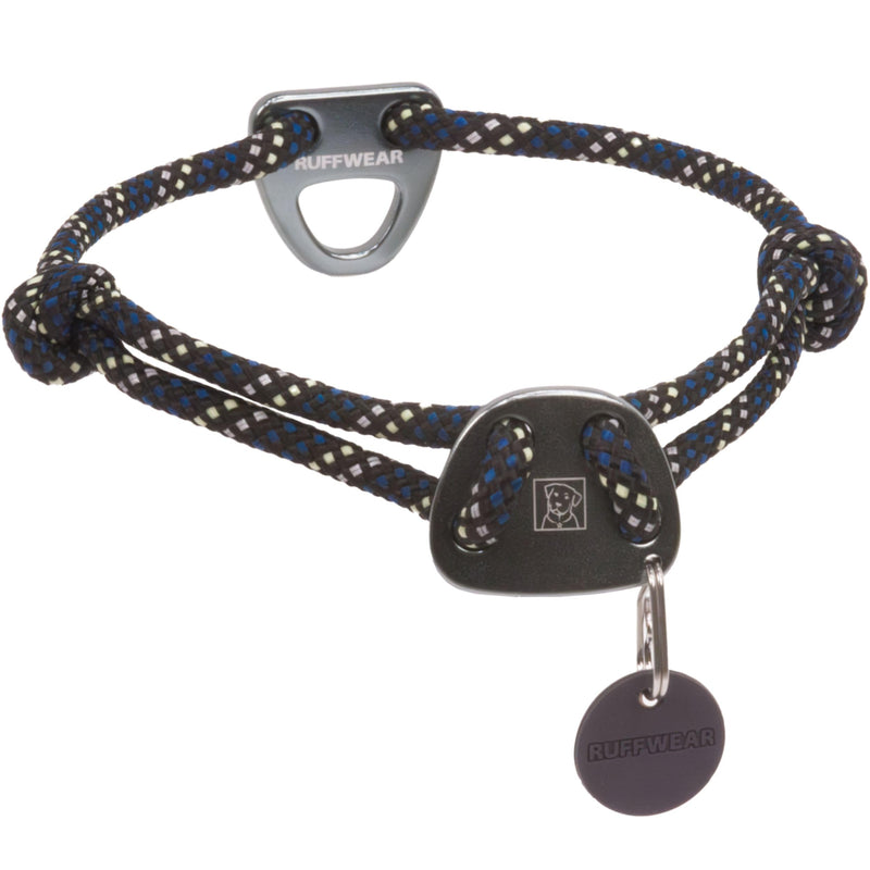 Ruffwear Knot-a-Collar Large Dog Collar, Climbing Rope Reflective Pet Dog Collar with Aluminum V-ring Dog Lead Attachment, Adjustable & Strong for Dog Walking, Size L (51-66cm), Obsidian Black