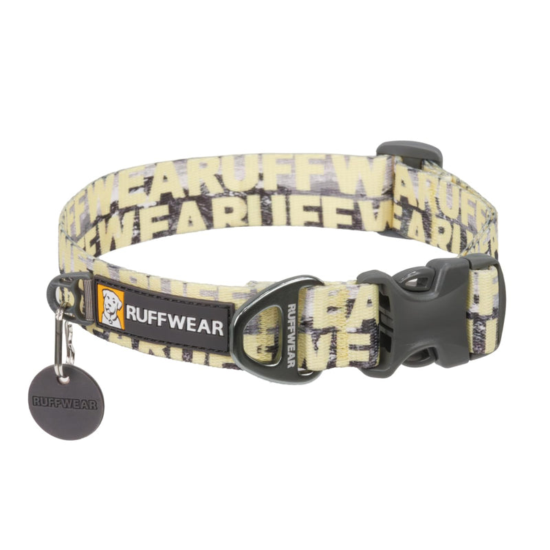 Ruffwear Front Range Medium Dog Collar, Pet Dog Collar with Aluminum V-ring Dog Lead Attachment, Comfortable & Strong with Side Buckle & Webbing for Dog Walking, Size M (36-51cm), Mountains Logo