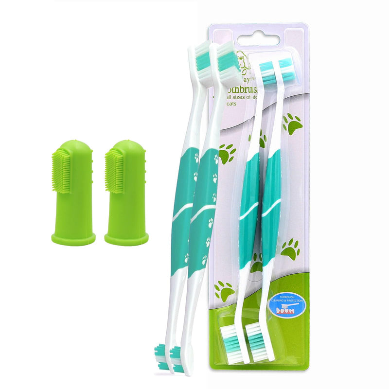 Dog Toothbrush Dual Ended, Pets Teeth Cleaning Toothbrush 360º Dog Cat Finger Toothbrush Pets Dental Cleaning Products for Easy Dogs Cats Dental Care