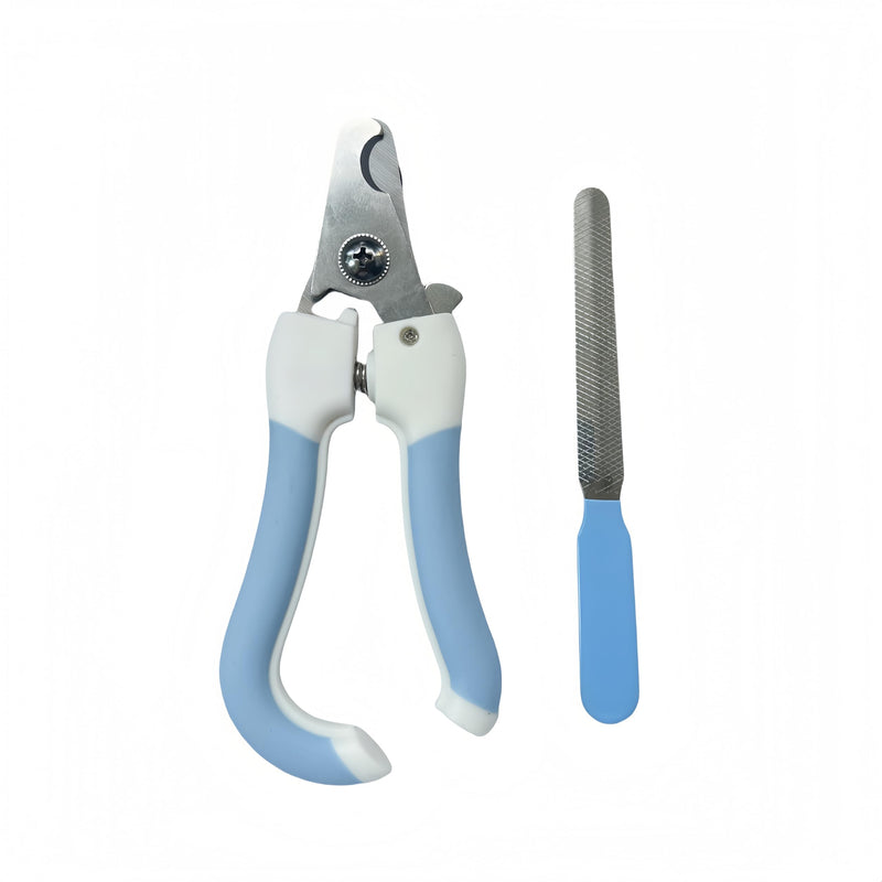 Professional Dog and Cat Claw Care with Nail File, Safety Mechanism, Pet Stainless Steel Claw Pliers, Blue - PawsPlanet Australia