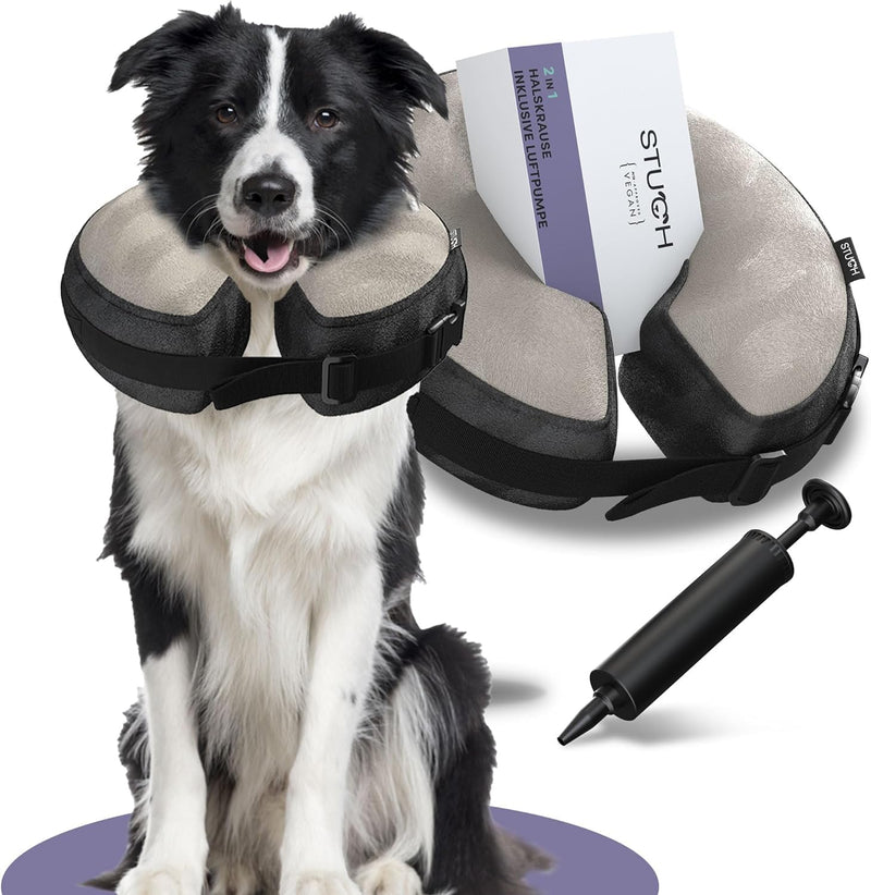 STUCH Inflatable Neck Brace, Extremely Soft Protective Collar for a Comfortable Recovery, Perfect Leak Protection, Colour: Grey, Size: S small / 1
