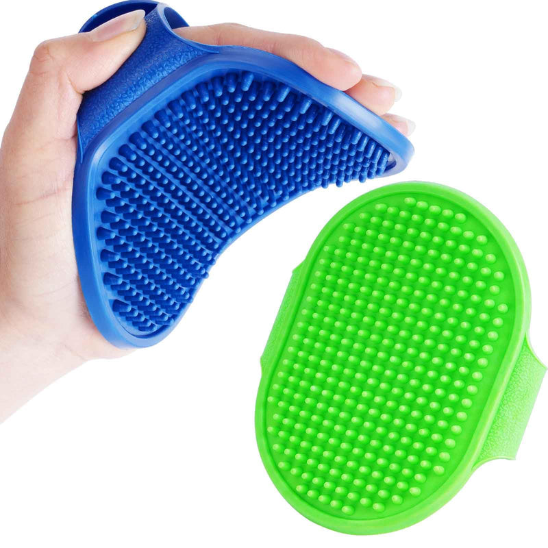 2 Pack Dog Grooming Brush, Premium Soft Silicone Pet Bath Brushes with Adjustable Handle, Shampoo Soothing Comb for Wet Dry Long Short Haired Dogs & Cats Massaging, Deshedding 2 Pack