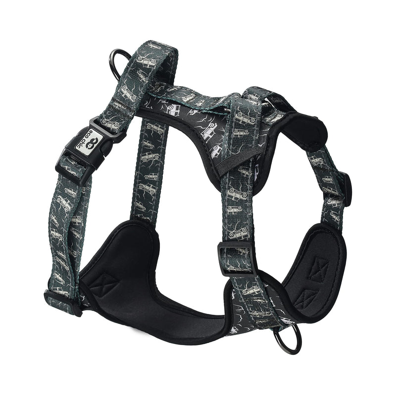 Eco Chic Recycled Comfort Pet Harness Adjustable No-Pull Reflective Padded Dog Vest Harness (4x4 Black Small)