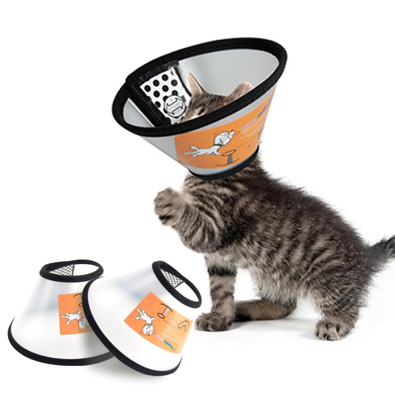 3 Pcs Small Cat Dog Cone Collar, Adjustable Pet Recovery Collars, Dog Cones Soft Plastic Elizabethan Collar Dog Neck Collar After Surgery Translucent Cat Cone for Dogs Prevent Licking(15-18cm)