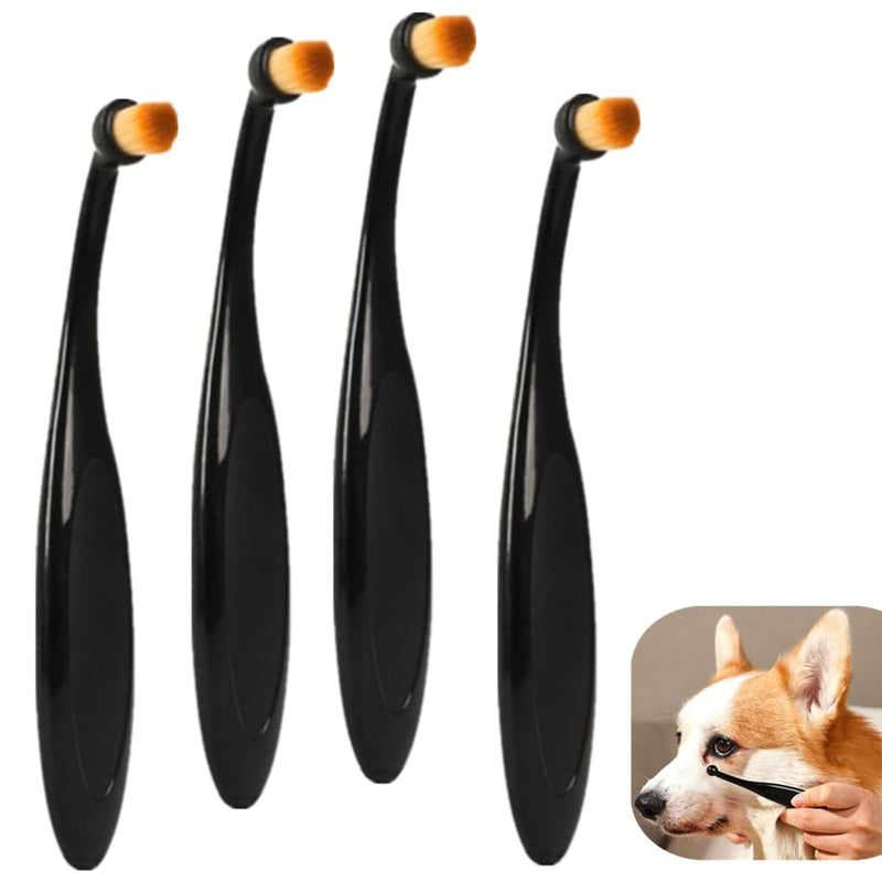 Pro Powder Applicator Brush for Dogs And Cats, 4 Pcs Tear Stain Remover Brush, Washable Superfine Fiber Long Tapered Bristles for Safely Apply Tear Stain Powder