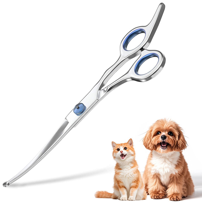 Dog Grooming Scissors, ZYNWEAI 6.5" Curved Dog Grooming Shears with Safety Round Tips, Light Weight Stainless Steel Pet Grooming Shears, Professional Grooming Tools for Dogs Cats Pets