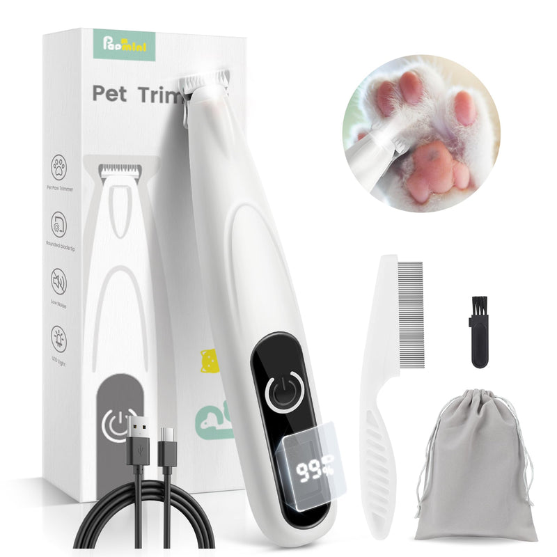 Dog Paw Trimmer, 35dB Ultra-Low Noise Cat Clippers for Grooming, Small Pet Shaver for Dog Clippers Cats Hair Around Paws, Eyes, Ears, Face, Rump with LED Light Cream - PawsPlanet Australia