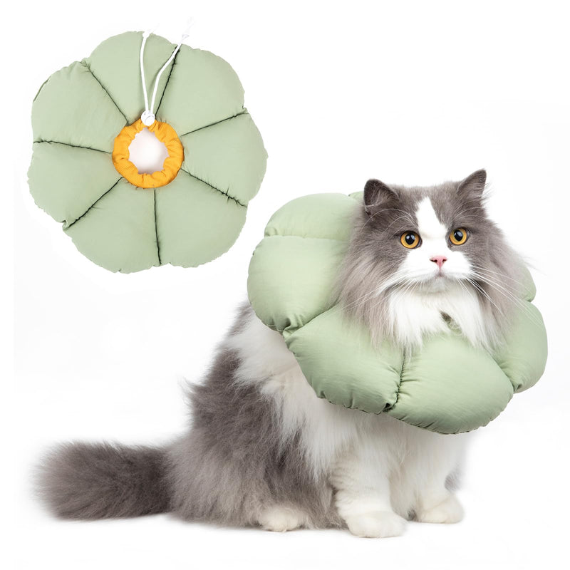 Cat Cone Collar Soft,Cute Adjustable Waterproof Cat Recovery Collar,Anti-Bite Lick Wound Healing Safety Cone For Cats,Green Flower All-Season Style(M)… Green Flower M(Neck: 6.5-10.5 in)