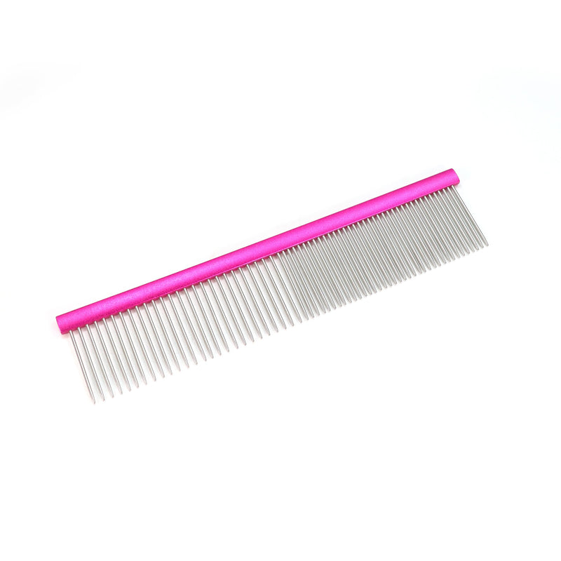 Record - Comb for Dogs and Cats Professional Stainless Steel Double Mesh Pet Comb with Anti-Static Conical Teeth and Aluminium Handle for All Coats | 20 x 4.5 cm