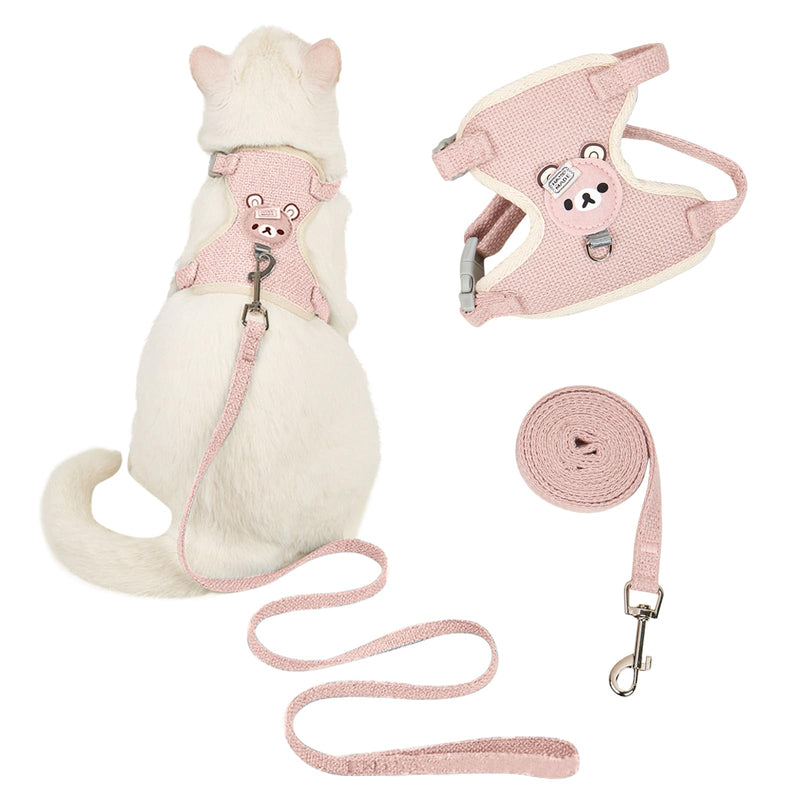 PETCUTE Escape-Proof Cat Kitten Harness with Leash Clip for Walking, Kitty Small Dog Harness,Cute Adjustable Vest Harnesses for Small Medium Cats,Breathable Soft Padded Pet Vest Harness S Pink - PawsPlanet Australia