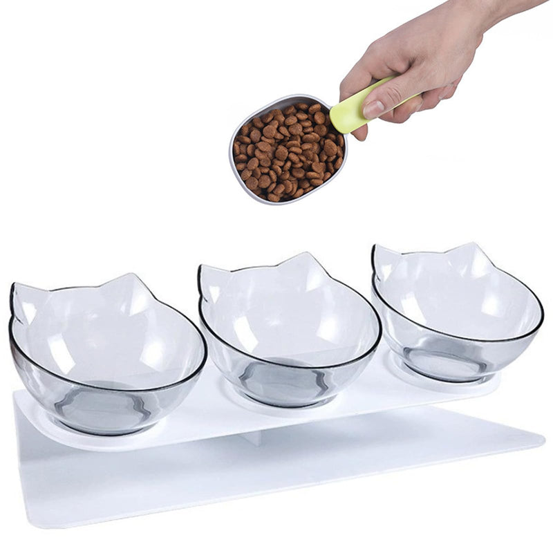 3pcs Transparent Cat Bowls with1 Stand 1 Scoop, 15°Tilted Pet Neck Protective Bowl Anti Vomiting, Detachable Elevated Food Feeder, Anti Over-turned and Spill Kitten Bowl for Feeding, Water Supplies - PawsPlanet Australia