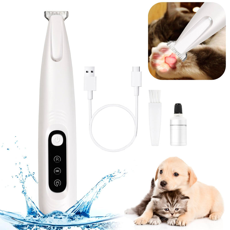 Upgrade Dog Paw Trimmer,Waterproof Rechargeable Pet Paw Trimmer,Dog Clippers with LED Light,Low Noise Pet Shaver for Dogs Cats - PawsPlanet Australia