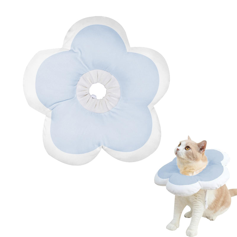 Adjustable Cat Recovery Collar - Blue Soft Cone to Prevent Licking, Biting - Anti-Lick for Pet Medical Rehabilitation