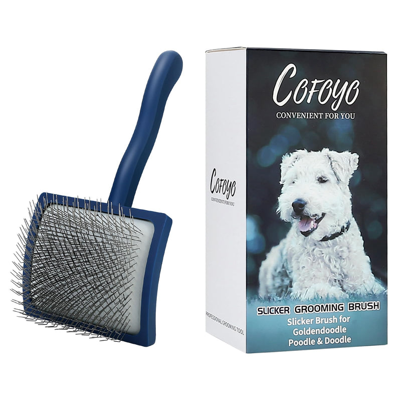 Slicker Brush for Dogs & Cats, Multi-Functional Deshedding Brush for Long Curly Hair, Soft Gentle Grooming Tool for Goldendoodles Poodles for Home Daily Care, Outdoor Walks & Travel Use