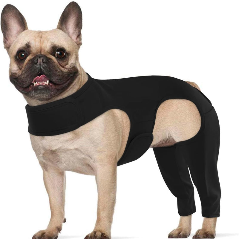 Dog Bodysuit After Surgery, Wound Protection Suit for Dogs, Anti-Wound Licking, Knee Brace Dog Rear Leg Recovery Suit, Alternative Protection Bodysuit (Black, S) black