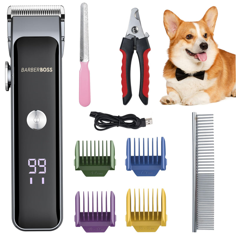 BarberBoss All-in-One Dog Grooming Kit, Cordless Clippers for Thick Hair, Complete Trimming Set for Dogs & Cats, Clippers for Matted Fur, All-in-one Pet Trimmer Set - PawsPlanet Australia