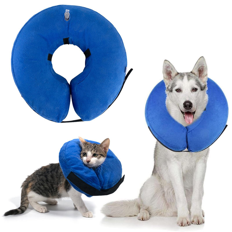 Inflatable Dog Collar - Pet Recovery and Protection Cover, Neck Collar After Surgery, Cone Alternative Blue M