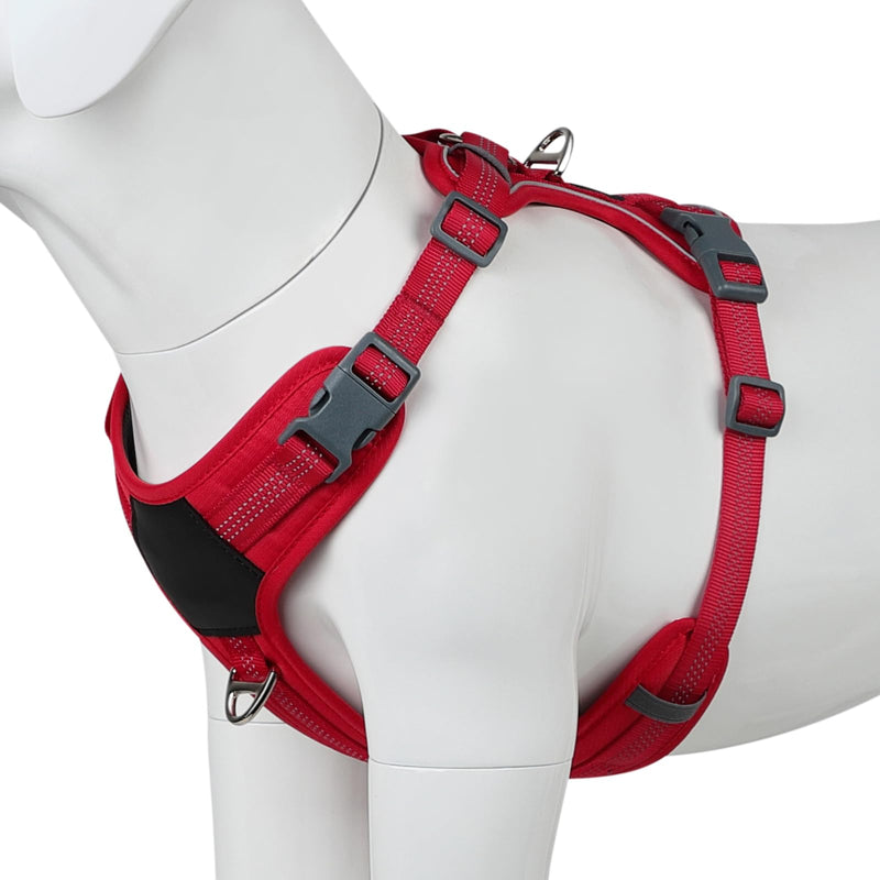 Plutus Pet No Pull Dog Harness, Release at Neck, Soft Padded, Reflective Adjustable Dog Vest Harness for Small, Medium, Large Dogs(Red, M) Red - PawsPlanet Australia