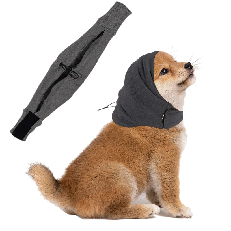 YNR Dog Snood Ear Protector, Noise Protection Calming Hood, Winter Hat, Comfort Dog Ear Muffs, Grey, Size S
